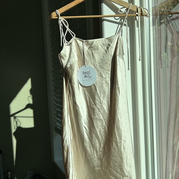 new princess polly THE SILKY SLIP MINI DRESS CHAMPAGNE - Picture 6 of 13